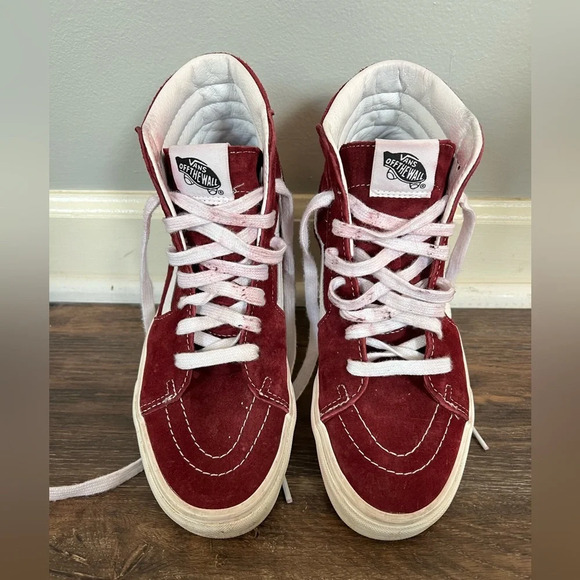Vans Shoes - Vans Sk8-Hi burgundy shoes. Women’s size 8. Men’s size 6.5.
